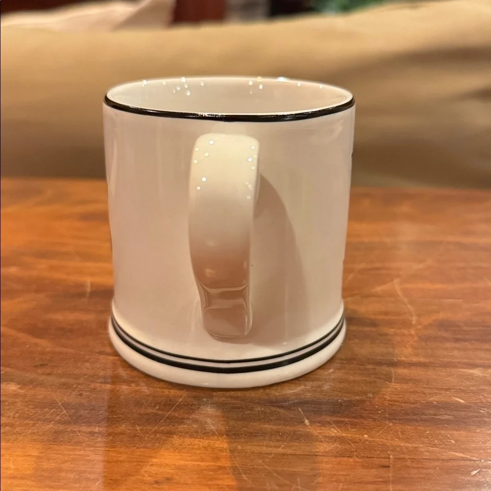 NWOT Sur La Table Initial B Stoneware Mug White Black Cup Microwave Safe NEW!